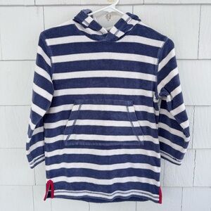 Mini Boden Towelling Hoodie Blue White Stripe size 8/9